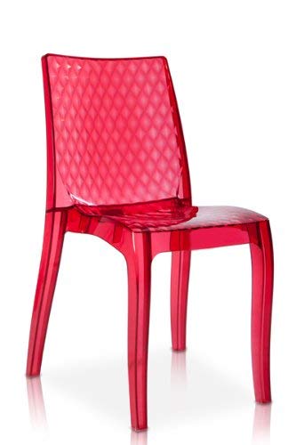 Grandsoleil S6319TRRR Upon Hypnotic-Sedia impilabile in policarbonato Trasparente, 54 x 50 x 84 cm, Colore: Rosso Rubino