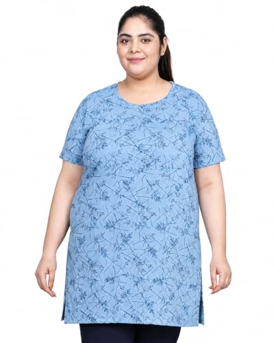 Image of In Love Women's All-Over Printed Cotton Plus Size Longline T-Shirt with Pockets