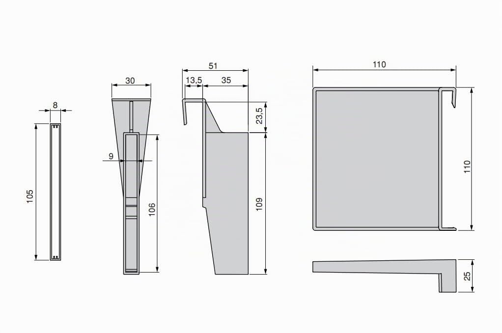 Emuca - Set Separatori Regolabili per cassetti, Accessori divisori Organizer per cassetti 900mm, Alluminio, Grigio Antracite.