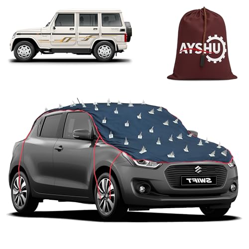 Image of AYSHU Water-Resistant Spike Car Cover for Mahindra Bolero - Protects from Dogs, Monkeys, Dust, Sunlight & UV - Full Roof Universal Fit