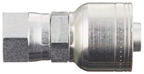 Image of Aeroquip 1AA10FJ10 Carbon Steel Global TTC (Thru the Cover) Crimp Hose Fitting Female JIC Swivel, Straight, 5 /8 inch Hose ID, 7 /8 inch - 14 Thread