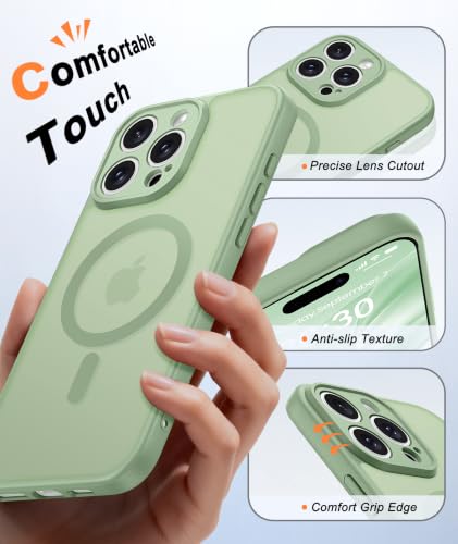 Image of FNTCASE for iPhone 16 Pro-Max Case: Translucent Light Green Fit for MagSafe