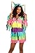 Tipsy Elves Halloween Costumes for Women Adult Hooded Long Sleeve Front Zipper Dress Womens Fun Costume Party Outfit - Fun and Cute Colorful Dress - Multicolored Pinata Costume Dress Size Small