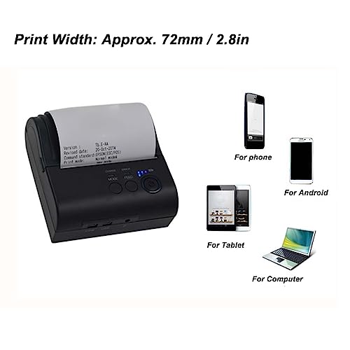 Image of Thermal Printer Bluetooth, 203 DPI Accuracy 90mm s Print Speed with 2000mAh Rechargeable Battery for iOS OS X (US Plug)