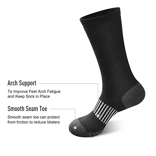 ECOEY Men's Work Boots Athletic Running Crew Socks, Dry-Tech Moisture Wicking Heavy Cushion Multi Pack3