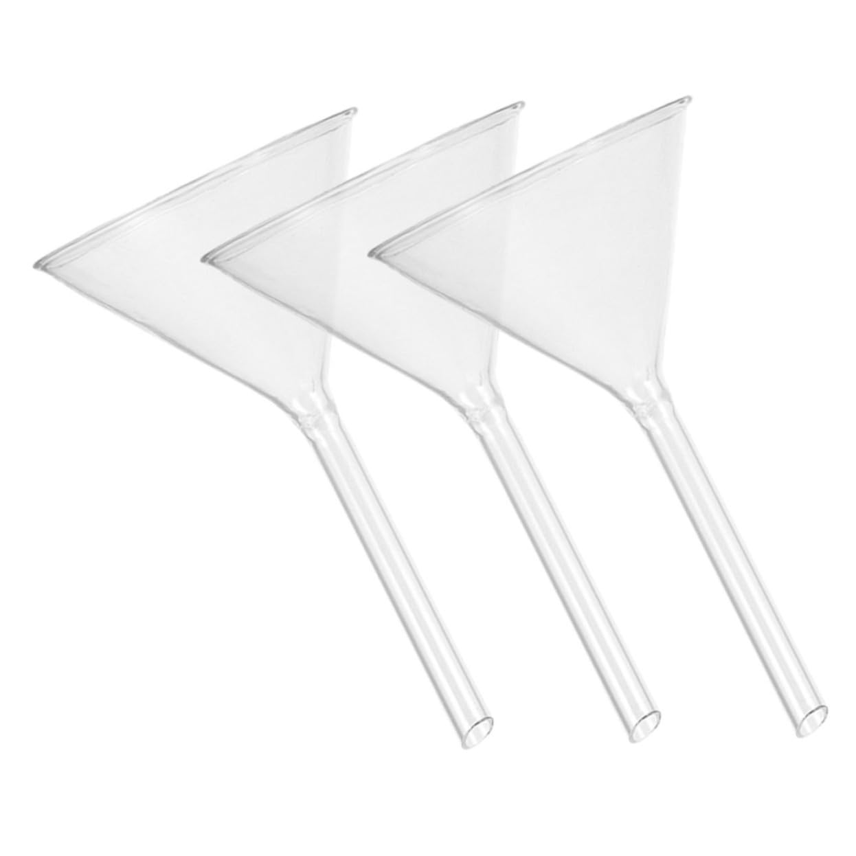 Labortrichter 3 Stück-pack aus Glas, Transparente Dreiecksform