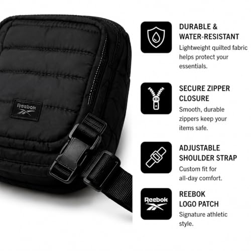 Image of Reebok Womens Crossbody Bags - Lightweight Sling Cell Phone Purse, Quilted Small Crossbody Bags Women