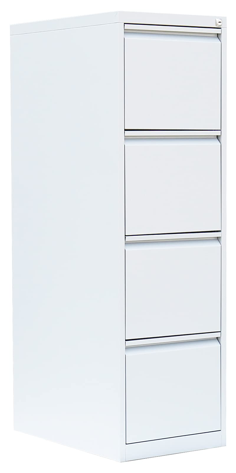 Lüllmann Büro Hängeregistratur in weiß komplett montiert 132x40x62cm (HxBxT) Hängeregisterschrank für DIN A4 Hängemappen mit 4 Schüben einbahnig 560417