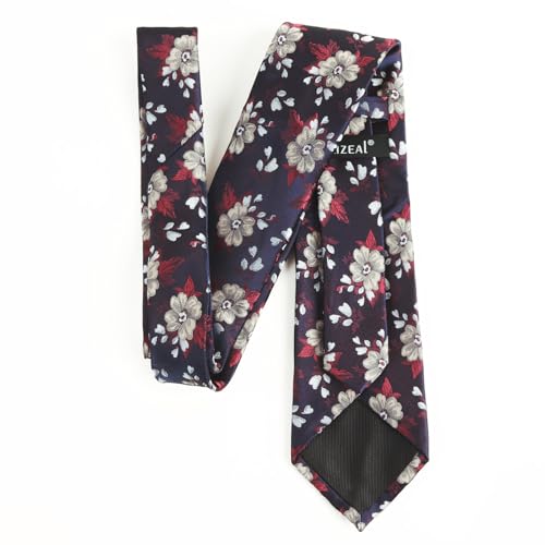 Image of Alizeal Mens 3.15'' Natural Flower Pattern Tie with Floral Pocket Square Set
