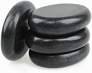 โ 4Pcs Professional Hot Massage Stones Set Natural Lava Heated Stones Basalt Warmer Rock for Spa, Massage Therapy (3.14 x 2.36 in)