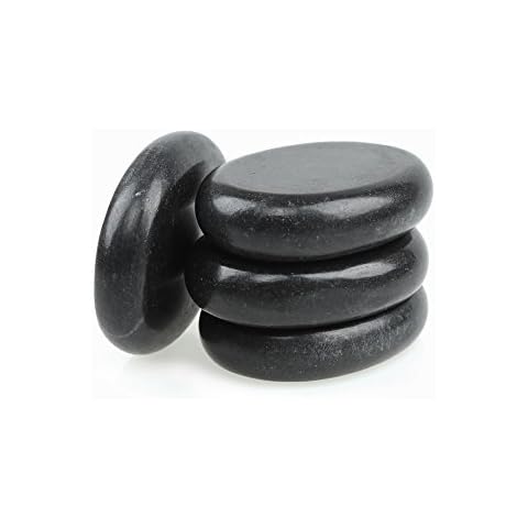 Windfulogo 4Pcs Professional Hot Massage Stones Set Natural Lava Heated Stones Basalt Warmer Rock for Spa, Massage Therapy (3.14 x 2.36 in) Cover