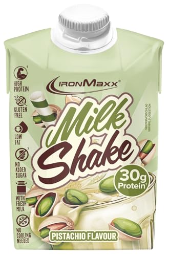 IronMaxx® Creamy RTD Protein Milkshake – Pistazie 500 ml | Laktosefreier, trinkfertiger Eiweißshake aus Magermilch | 30 g Protein pro Flasche