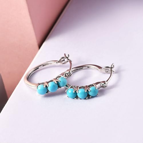 Shop LC Sleeping Beauty Turquoise 925 Sterling Silver Earrings for Women Jewelry Ct 1.48 Birthday Gifts for Women4