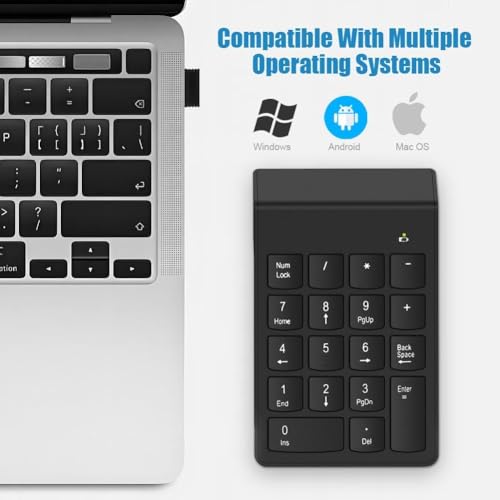 Image of NEXSA Wireless Numeric Keypad 18 Keys Portable USB Number Numpad | Transmits swift digital digit entry logs directly to core computing hubs using wireless network frequencies.
