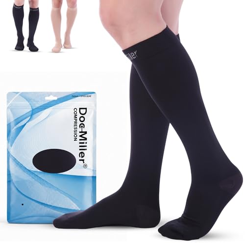 Image of Doc Miller Closed Toe Compression Socks 20-30 mmHg for Women & Men | Medical Grade, Knee-High Support Hose, For Travel, Pregnancy, Post-Surgery Recovery, Sports, Shin Splints & Varicose Veins