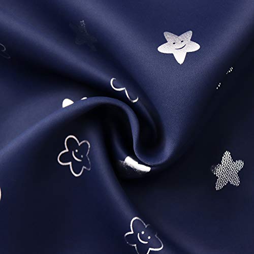 Image of BGment Kids Curtains for Bedroom 72 Inch Length 2 Panels Set, Star and Moon Blackout Curtains for Boys Room Decor, Nursery Thermal Insulated Room Darkening Curtains with Grommet, 42 Wide, Navy Blue
