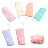 6-mal mehrfarbiges Peeling-Netz-Seifenbeutel-Set, Blasenschaum-Netzbeutel für die Dusche, mit...