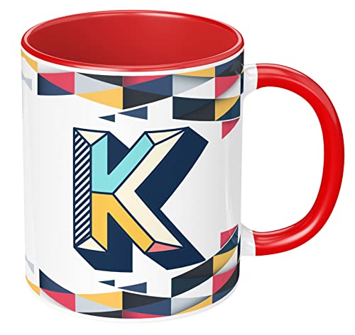 Image of 3D Colorful Alphabet Letter K Printed Coffee Mug for Girls Boys Friends Love Kids Best Gift for Birthday Anniversary Initial Letter K (Ceramic Tea Coffee Mug-350ml) - ABV3TM2 112