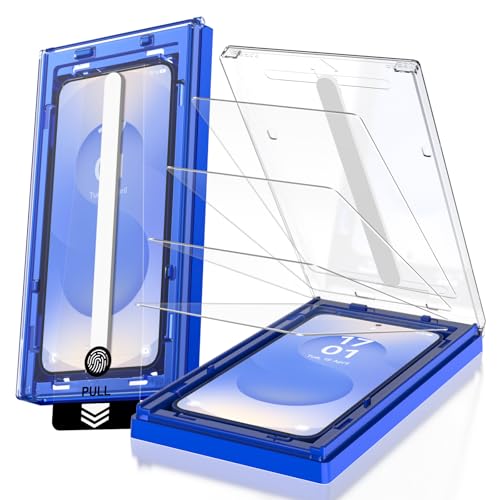 EZ-GLAZ-4 Pack for Samsung Galaxy S25/ S24 Screen Protector [6.2] 100% Fingerprint Unlock 9H Tempered Glass Scratch Resistant 100% Bubble-Free HD Clear Case Friendly with Installation Box