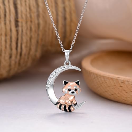 Image of PROESS Animal Birthstone Necklace 925 Sterling Silver Otter /Axolotl /Hippo /Elephant /Dachshund /Monkey /Red Panda Pendant Necklace Animal Birthstone Jewelry Gifts for Women