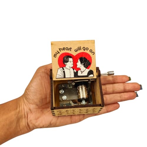 Image of Zesta Wooden Hand Cranked Collectable Engraved Music Box (Cant Help Falling in Love Black)