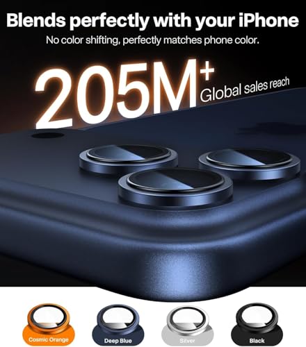 Image of Premium Camera Lens Protector Compatible For iPhone 17 Pro Max (Blue) Camera Lens Protector - 9H Tempered Glass, Military-Grade Anti-Scratch, Case-Friendly, Easy Install Frame