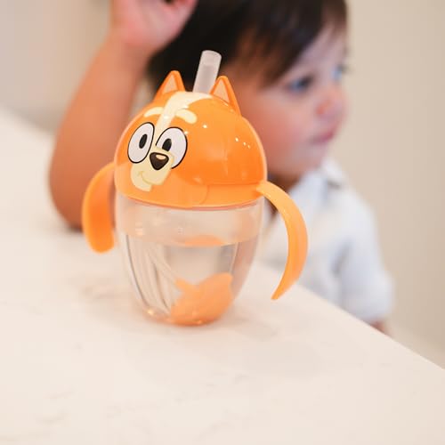 Image of The First Years Bingo Weighted Straw Cup - Spill Proof Toddler Straw Cups with Flip Top Cover - Bluey Cups for Everyday Sipping - Toddler Feeding Supplies - 7 Ounce - Ages 6 Months and Up