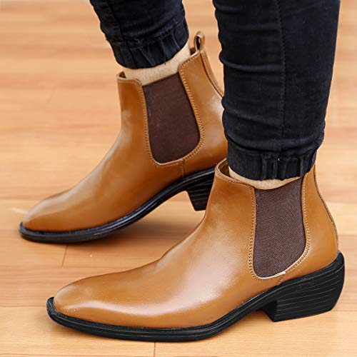 Image of BXXY Men's Height Increasing Elevator Faux Leather Office Wear Chelsea Boot