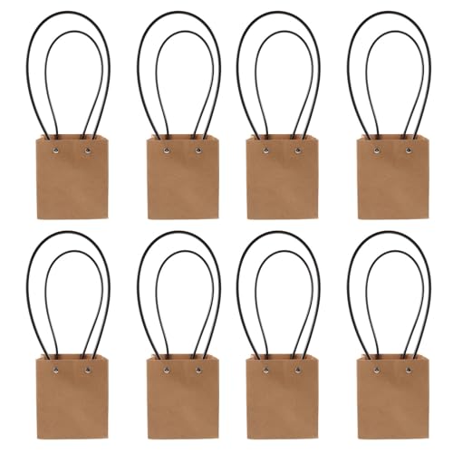 Bolsas de papel kraft para ramos de flores con asas impermeables PRETYZOOM pack de 10