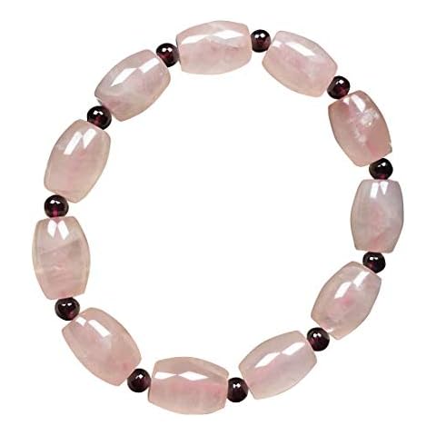 DUOVEKT 14x12mm Natural Rose Quartz Bracelet for Women Lady with Garnet Round Beads Madagascar Stone Crystal Jewelry AAAAA Cover