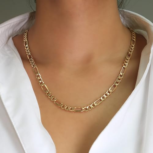 Nuragold 14k Real Yellow Gold Figaro Link 5.5mm Chain Necklace (16"-30") Italian Jewelry for Men & Women4