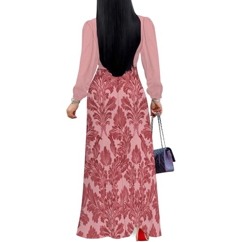 Image of PinkPatty Women's Long Sleeve Maxi Dress Plus Size Trendy Wedding Guest Dress with Pockets&Belt