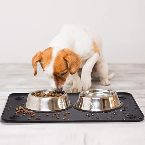 HICTOP Pet Silicone Food Bowl Mat Feeding Tray for Dog Cat with Suction Cup Non Slip Waterproof Washable