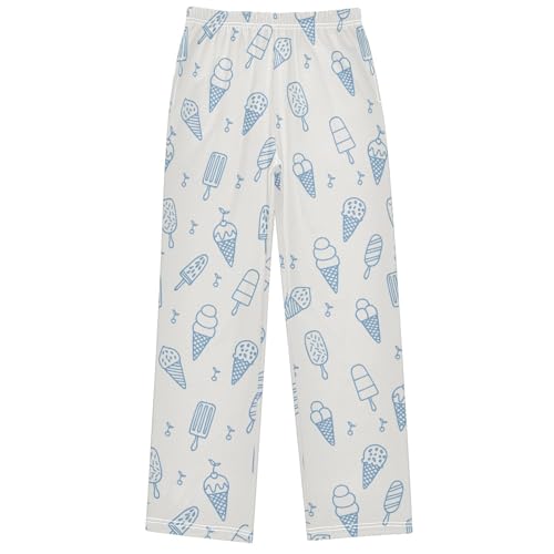 Boy's Pants Summer Blue Ice Cream Jogger Pants Elastic Waist Long Bottoms Trousers with Pockets 6-14 Years