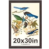 Tinkeps 20x30 Poster Frame Walnut with Black Back Board, Curved Extra Wide Edges, Wooden Vintage Style 20x30 Picture Frame for Wall Decor.