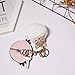 Anple Genuine Rabbit Fur Ball Pom Pom Keychain with A fashion Alloy Fox Head Studded with Synthetic Diamonds(Rhinestone) for Womens Bag Cellphone Car Charm Pendant Decoration(White style 3)