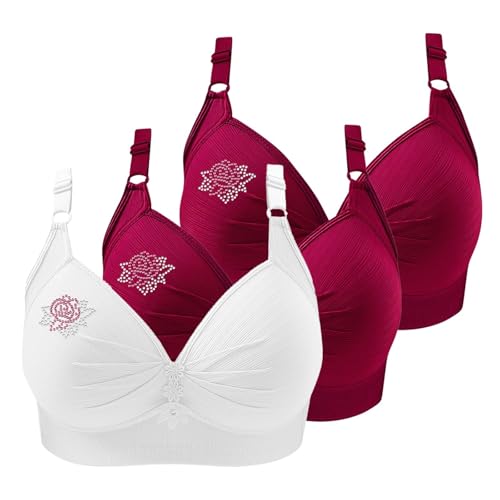 2024 - Sujetador deportivo para mujer (3 unidades, cuello en V, cómodo, sin aros, correas ajustables, transpirable, suave, conjunto de yoga para mujer, B-gris., S