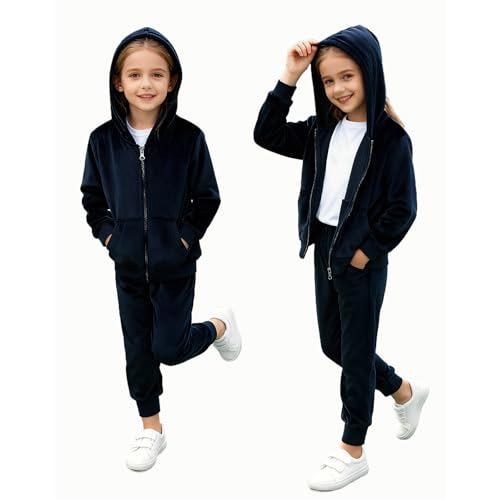Image of Toddler Girls Boy Clothes Set Fleece Hooded Outfits Casual Sweatsuits Kids Jogger Tracksuits 6M-12Y