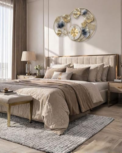 Image of Metal Wall Clock Metal Clock for Bedroom Stylish Wall Clock for Wall Decoration Big Antique Wall Clock (Design 4)