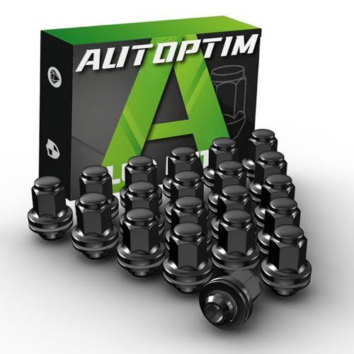 Image of AUTOPTIM M12x1.5 OEM Lug Nuts - 20 Pcs Black Mag Flat Seat for Toyota