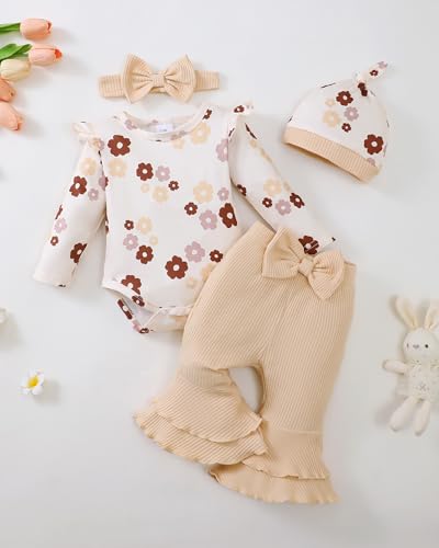 Image of Renotemy Newborn Infant Baby Girl Clothes Summer Outfits Infant Romper Pants Cute Toddler Girl Clothes Gift Set