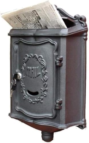 Caja de elevación for casa, buzón montado en la Pared, Seguro con Cerradura de Hierro Fundido Retro, Villa de Gran Capacidad