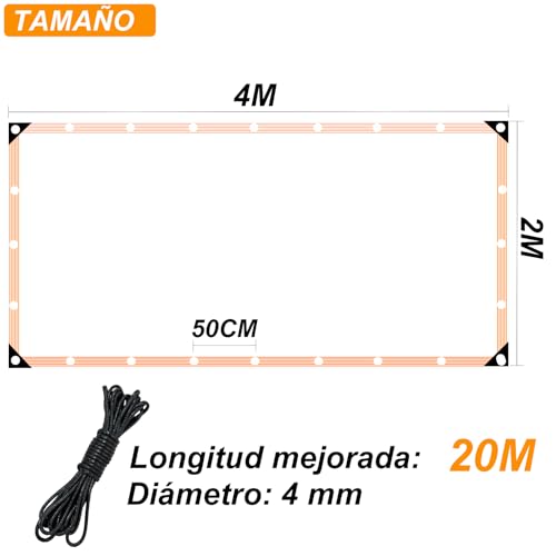 Lona con ojales impermeable y transparente de PVC BeGrit para invernadero exterior 5