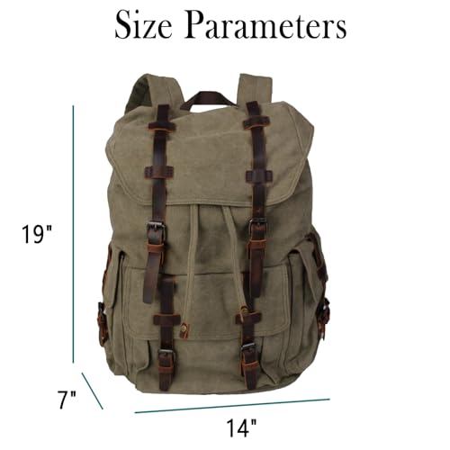 Retro Canvas with Cowhide 30L Large Capacity Backpack Suitable for Men'and Women Multifunctional Rucksack for Hiking/Traveling/Travel (8269 Army Green)3