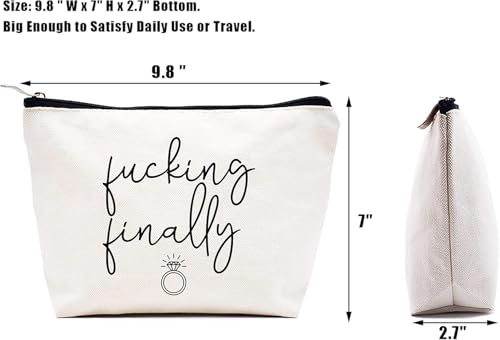 LIBIHUA Funny Finally Engagement Gift for Bride-Bride to Be-Newly Engaged-Wedding Bridal Shower Present for Her-Hen Night Bachelorette Party Presents for Women-Makeup Bag Cosmetic Bag Travel Pouch3