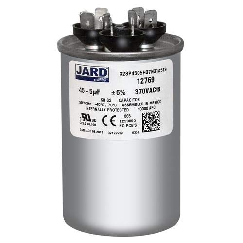 (2) Pack, 45 + 5 uF x 370 VAC - Jard # 12769 Round Dual Run Capacitor