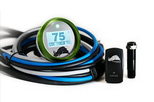 Belt Temperature Gauge w/Infrared Sensor (for UTVs and Snowmobiles) - 3.1 Dimmable Edition (Generic 15 Ft, Lime)