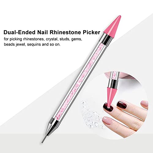 Red Square Rhinestone Picker Tool, Dual-Ended Diamond Painting Wax Pencil Gems Crystals Picker Pen Nail Art DIY Decoration Tool - Image 2