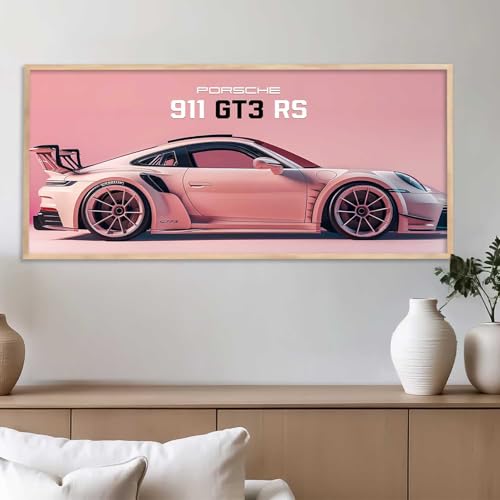 Image of kotart Big Porsche 911 GT3RS Car Framed Posters Gift Items for Boys Room Wall Decoration Bedroom Living Room Office Studio Decor | Car Poster Frame for Wall Decor Set Of 1 Size (13 x 25 inch)