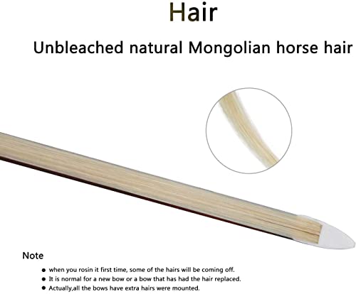 Amzz 4/4 Brazilwood Student Violin Bow With Round Stick, Ebony Frog, Mongolian Horse Hair, And Silver Wire Winding - Ideal For Beginner Practice #TOP6